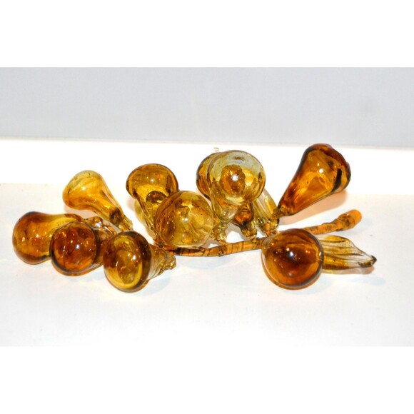 Glass Grapes 1970s Golden Amber Cluster - Picture 3 of 6